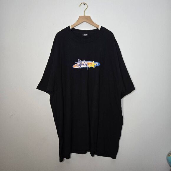 Stüssy Size XXL Two Star Logo T-Shirt Streetwear Black Tee - Picture 1 of 4